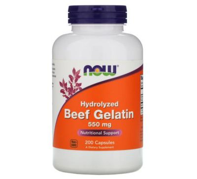 NOW Foods, Hydrolyzed Beef Gelatin, 550 mg, 200 Capsules