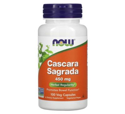 NOW Foods, Крушина (Cascara Sagrada), 450 мг, 100 вегетарианских капсул