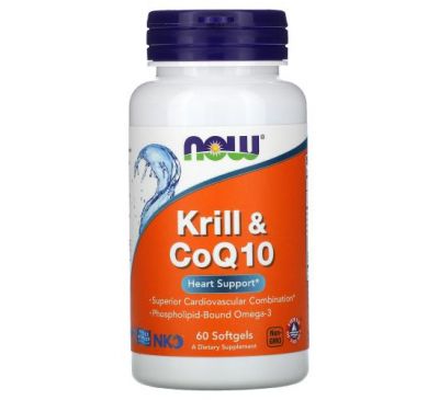 NOW Foods, Krill & CoQ10, 60 Softgels