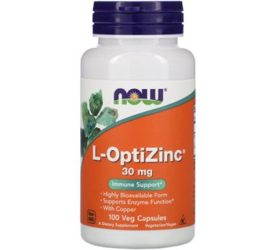 NOW Foods, L-OptiZinc, 30 mg, 100 Veg Capsules