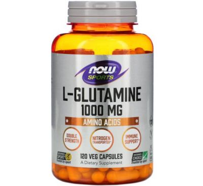 NOW Foods, L-глютамін подвійної сили, 1000 мг, 120 вегетаріанських капсул