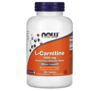 NOW Foods, L-карнітин, 1000 мг, 100 таблеток