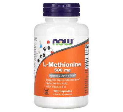 NOW Foods, L-метіонін, 500 мг, 100 капсул