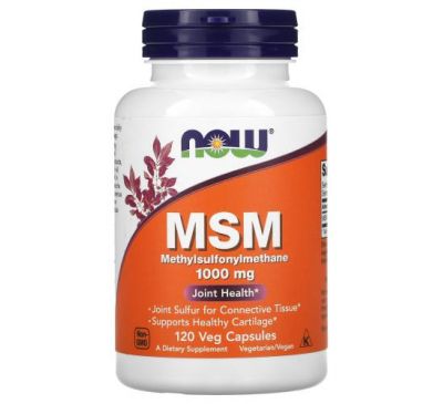 NOW Foods, МСМ, метилсульфонілметан, 1000 мг, 120 вегетаріанських капсул