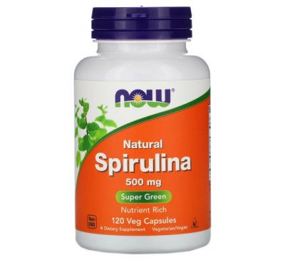 NOW Foods, Natural Spirulina, 500 mg, 120 Veg Capsules