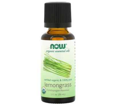NOW Foods, Organic Essential Oils, Lemongrass, 1 fl oz (30 ml)