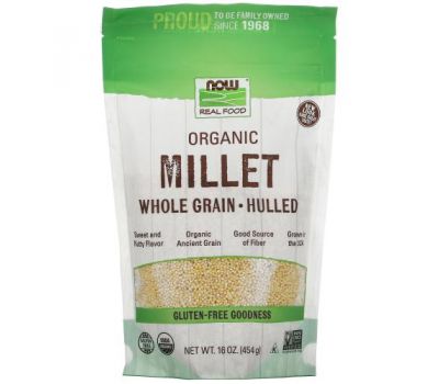 NOW Foods, Organic Millet Whole Grain, Gluten Free, 16 oz (454 g)