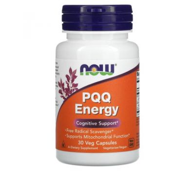 NOW Foods, PQQ Energy, 20 mg, 30 Veg Capsules