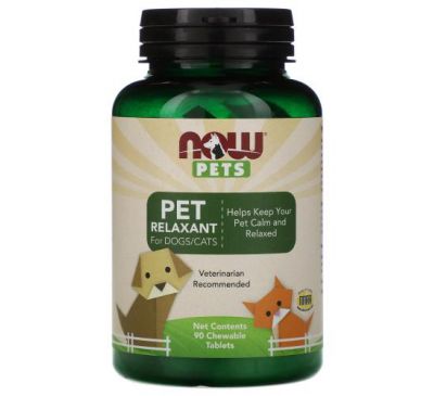 NOW Foods, Pets, Pet Relaxant For Dogs/Cats, 90 Chewable Tablets