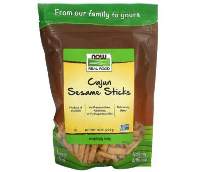 NOW Foods, Real Food, Cajun Sesame Sticks, 9 oz (255 g)