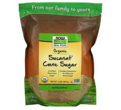 NOW Foods, Real Food, Organic Sucanat Cane Sugar, 2 lbs (907 g)