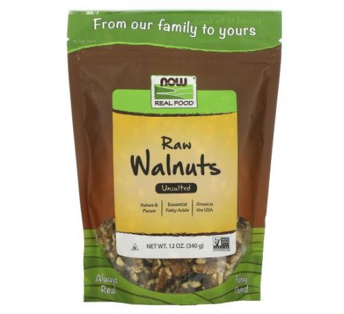 NOW Foods, Real Food, Raw Walnuts, Unsalted, 12 oz (340 g)