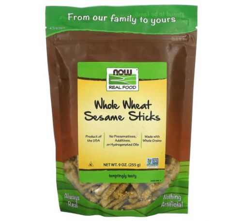 NOW Foods, Real Food, Whole Wheat Sesame Sticks, 9 oz (255 g)