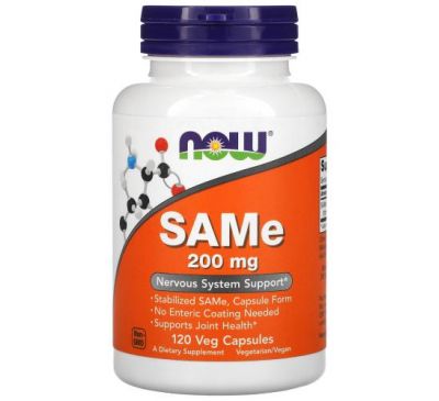NOW Foods, SAMe (Disulfate Tosylate), 200 mg, 120 Veg Capsules