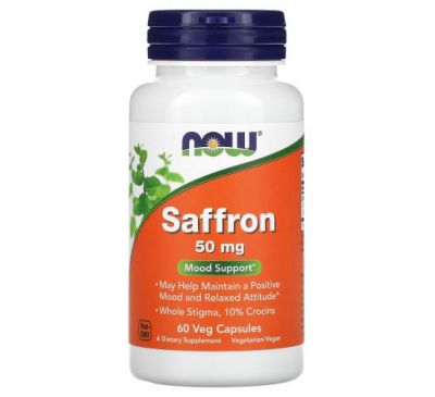 NOW Foods, Saffron, Mood Support, 50 mg, 60 Veg Capsules