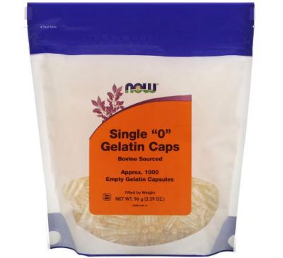 NOW Foods, Single "0" Gelatin Caps, Approx. 1,000 Empty Gelatin Capsules
