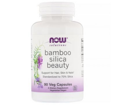 NOW Foods, Solutions, Bamboo Silica Beauty,  90 Veg Capsules