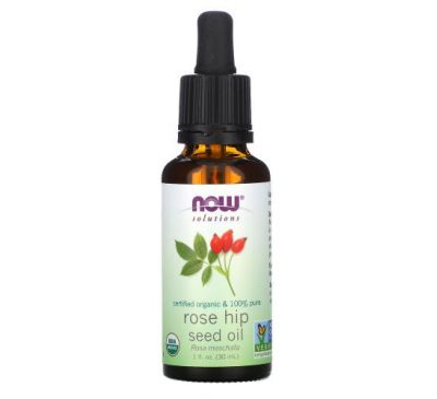 NOW Foods, Solutions, Certified Organic Rose Hip Seed Oil, 1 fl oz (30 ml)