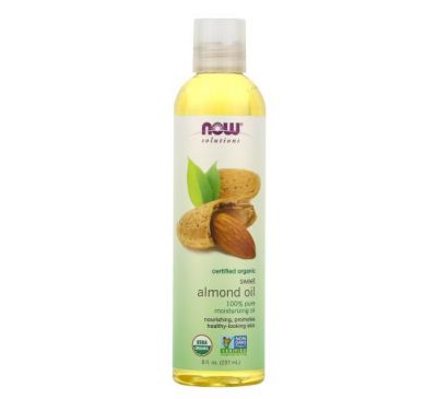 NOW Foods, Solutions, Certified Organic Sweet Almond Oil, 8 fl oz (237 ml)
