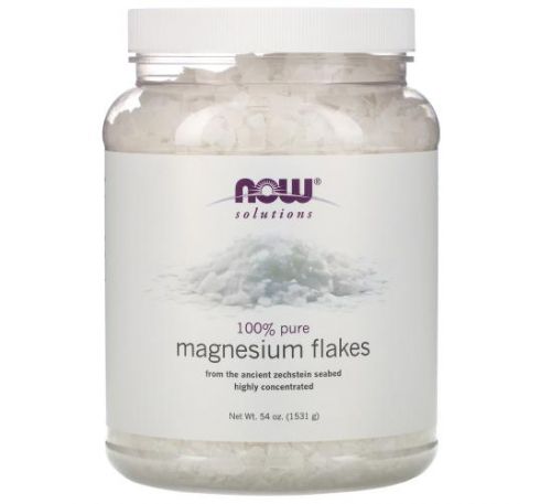 NOW Foods, Solutions, Magnesium Flakes, 100% Pure, 3.37 lbs (1531 g)