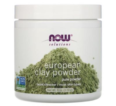 NOW Foods, Solutions, порошок з європейської глини, очищувальний засіб для обличчя, 170 г (6 унцій)
