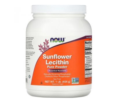 NOW Foods, Соняшниковий лецитин, чистий порошок, 454 г (1 фунт)