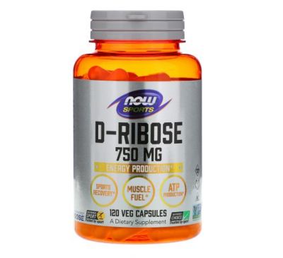 NOW Foods, Sports, D-Ribose, 750 mg, 120 Veg Capsules