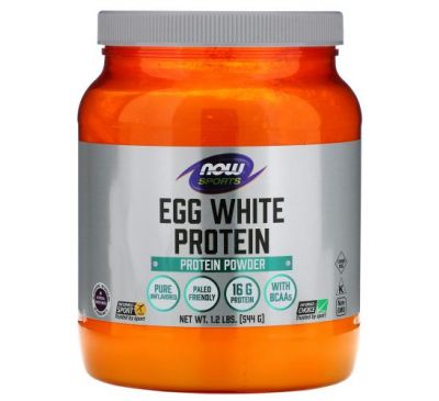 NOW Foods, Sports, Egg White Protein, Protein Powder, 1.2 lbs (544 g)