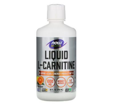 NOW Foods, Sports,  Liquid L-Carnitine, Citrus Flavor, 1,000 mg, 32 fl oz (946 ml)