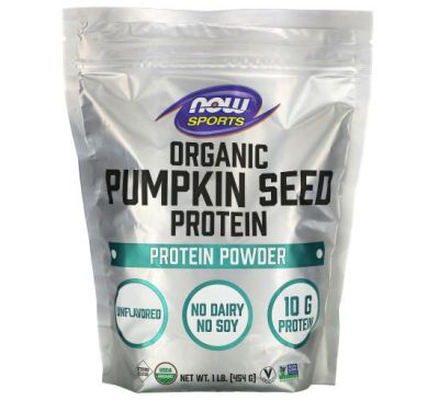 NOW Foods, Sports, Organic Pumpkin Seed Protein Powder,  Unflavored, 1 lb (454 g)