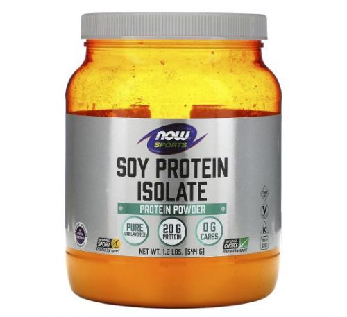 NOW Foods, Sports, Soy Protein Isolate, Unflavored, 1.2 lbs (544 g)