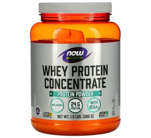 NOW Foods, Sports, Whey Protein Concentrate Protein Powder, Unflavored, 1.5 lbs (680 g)