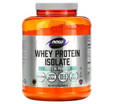 NOW Foods, Sports, ізолят сироваткового протеїну, з нейтральним смаком, 2268 г (5 фунтів)