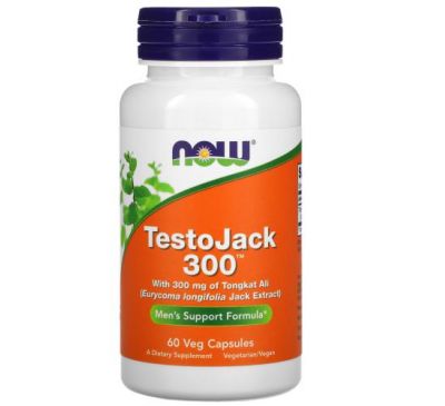 NOW Foods, TestoJack 300, 300 мг, 60 вегетарианских капсул
