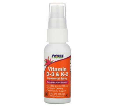 NOW Foods, Vitamin D-3 & K-2, Liposomal Spray, 2 fl oz (59 ml)