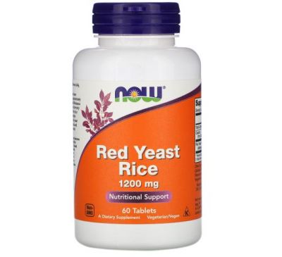 NOW Foods, красный ферментированный рис, 1200 мг, 60 таблеток