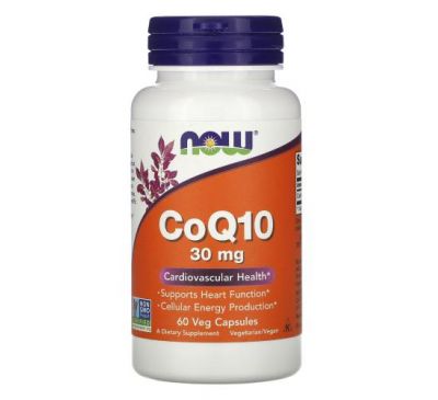 NOW Foods, коензим Q10, 30 мг, 60 вегетаріанських капсул