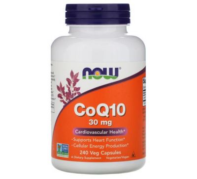 NOW Foods, коензим Q10, 30 мг, 240 рослинних капсул