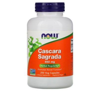 NOW Foods, Cascara Sagrada, 450 мг, 250 растительных капсул