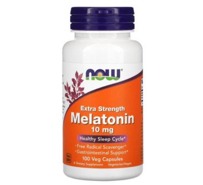NOW Foods, мелатонін із посиленою дією, 10 мг, 100 вегетаріанських капсул