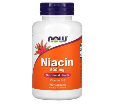 NOW Foods, ніацин, 500 мг, 100 капсул
