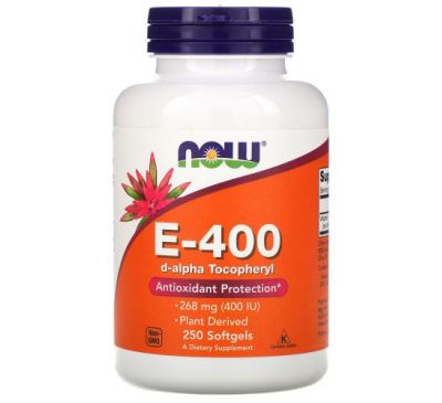 NOW Foods, вітамін Е-400, 268 мг, 250 капсул