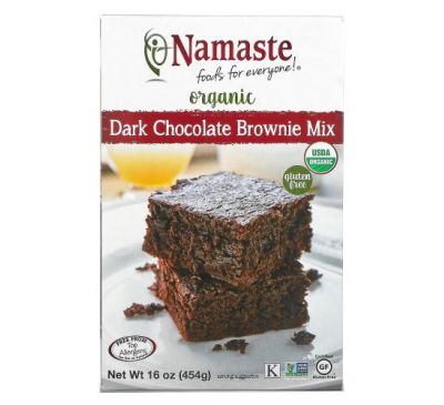 Namaste, Organic, Смесь темного шоколадного брауни, без глютена, 16 унций (454 г)
