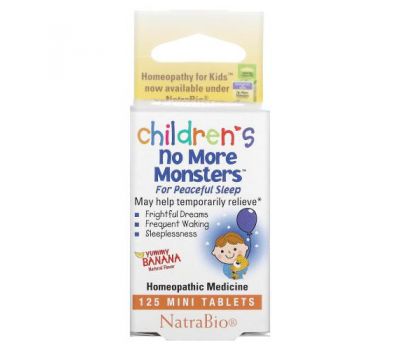NatraBio, Children's No More Monsters, Yummy Banana Natural Flavor, 125 Mini Tablets