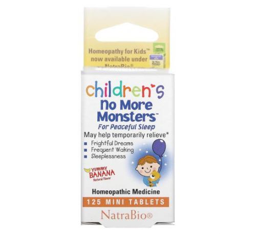 NatraBio, Children's No More Monsters, Yummy Banana Natural Flavor, 125 Mini Tablets