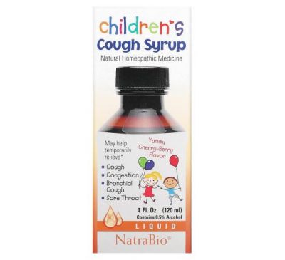 NatraBio, дитячий сироп від кашлю, вишнево-ягідний смак, 120 мл (4 рідк. унції)