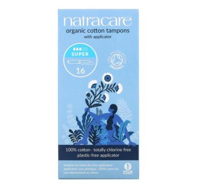 Natracare, Organic Cotton Tampons With Applicator, Super, 16 Tampons