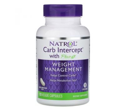 Natrol, Carb Intercept with Phase 2 Carb Controller, 1,000 mg, 120 Veggie Capsules