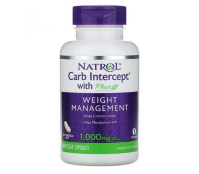 Natrol, Carb Intercept with Phase 2 Carb Controller, 500 mg, 60 Veggie Caps