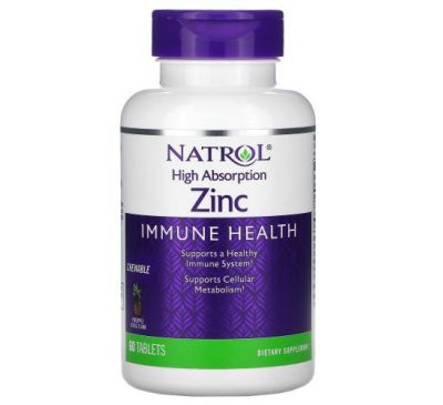 Natrol, High Absorption Zinc, Natural Pineapple Flavor, 60 Tablets